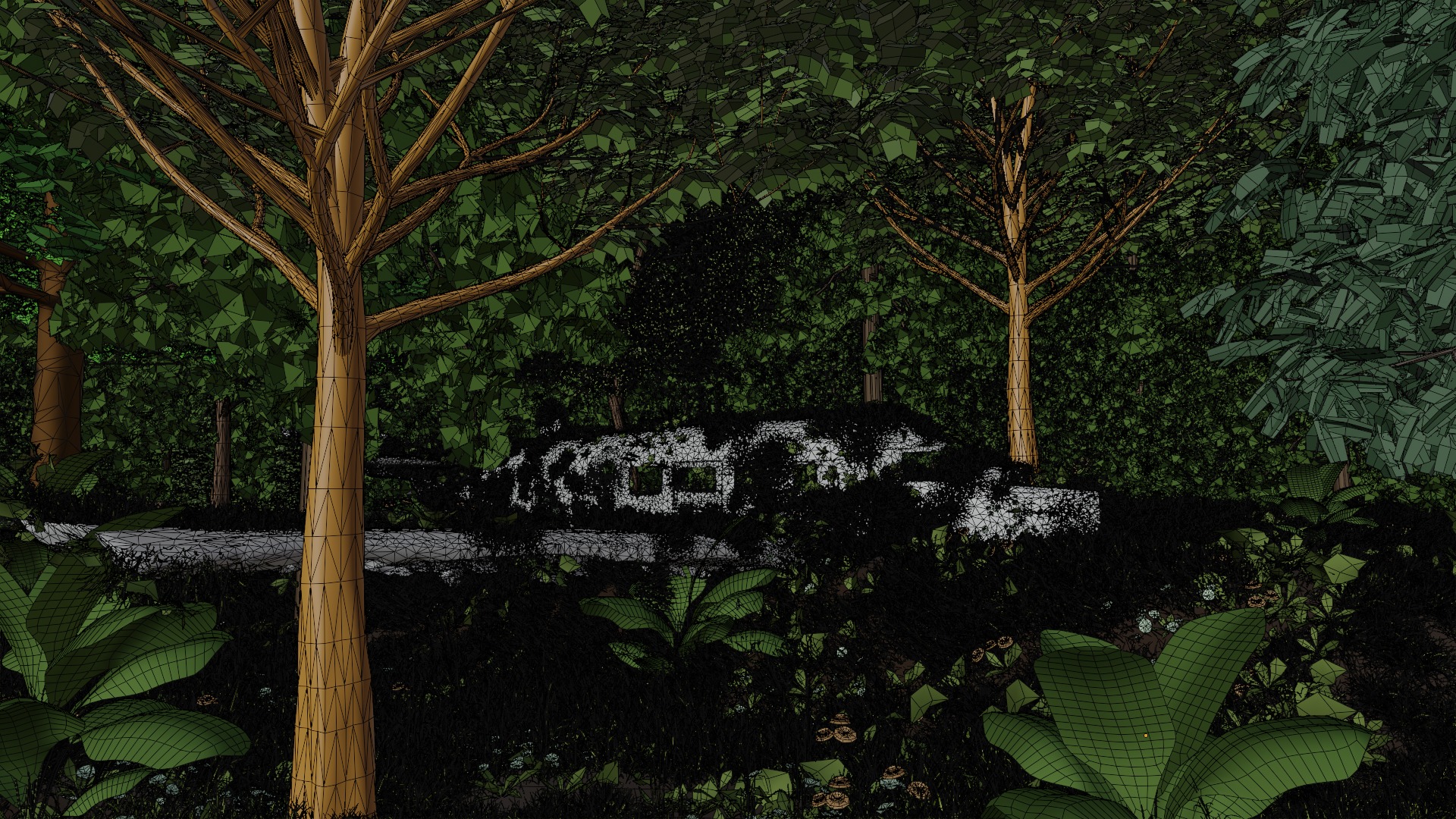 Abandoned airplane crashed on forest 3D model_2