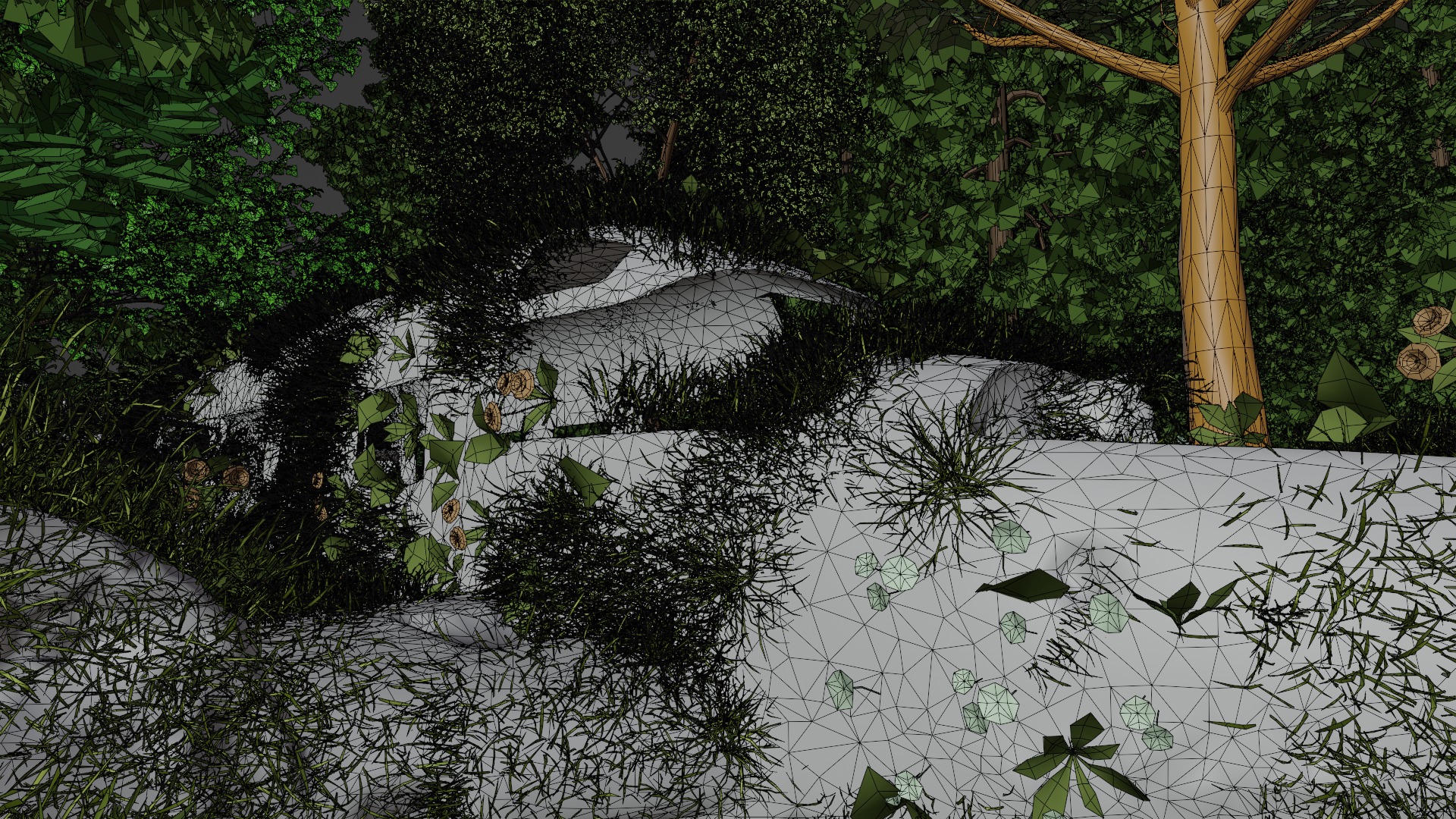 Abandoned airplane crashed on forest 3D model_7