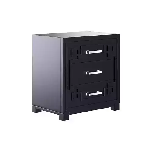 SAFAVIEH Raina Three Drawer Greek Key Night Stand Black