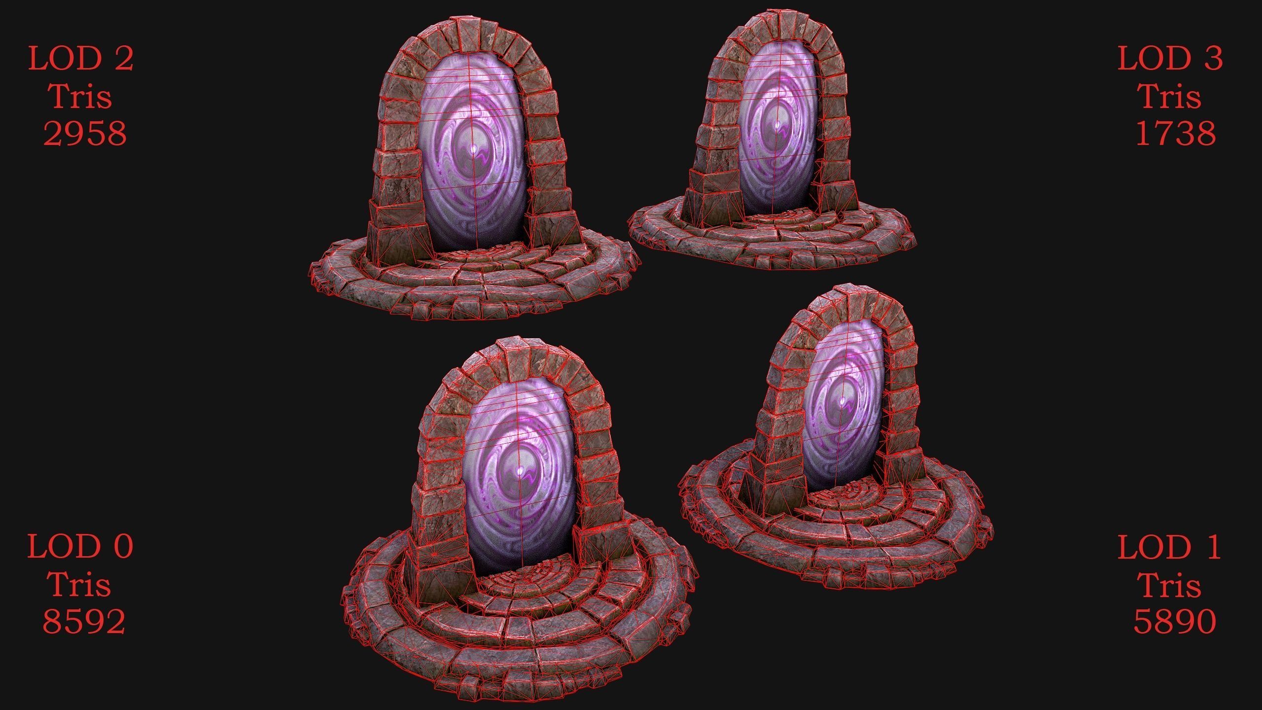 Portal Arch Teleport to Dark Ender Land  for Unreal and Unity Low-poly 3D model_2