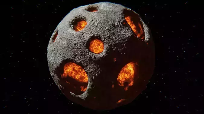 Molten Core Asteroid - Procedural Sci-Fi Rock Model 3D model