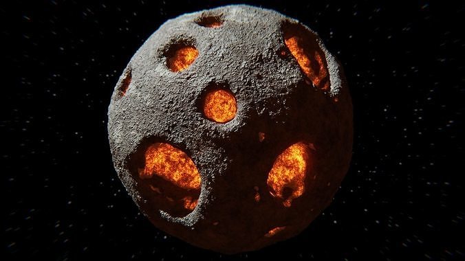 Molten Core Asteroid - Procedural Space Rock 3D model