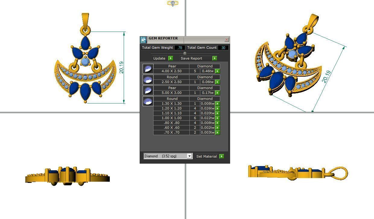 Fashion Diamond PENDANT 3D model_2