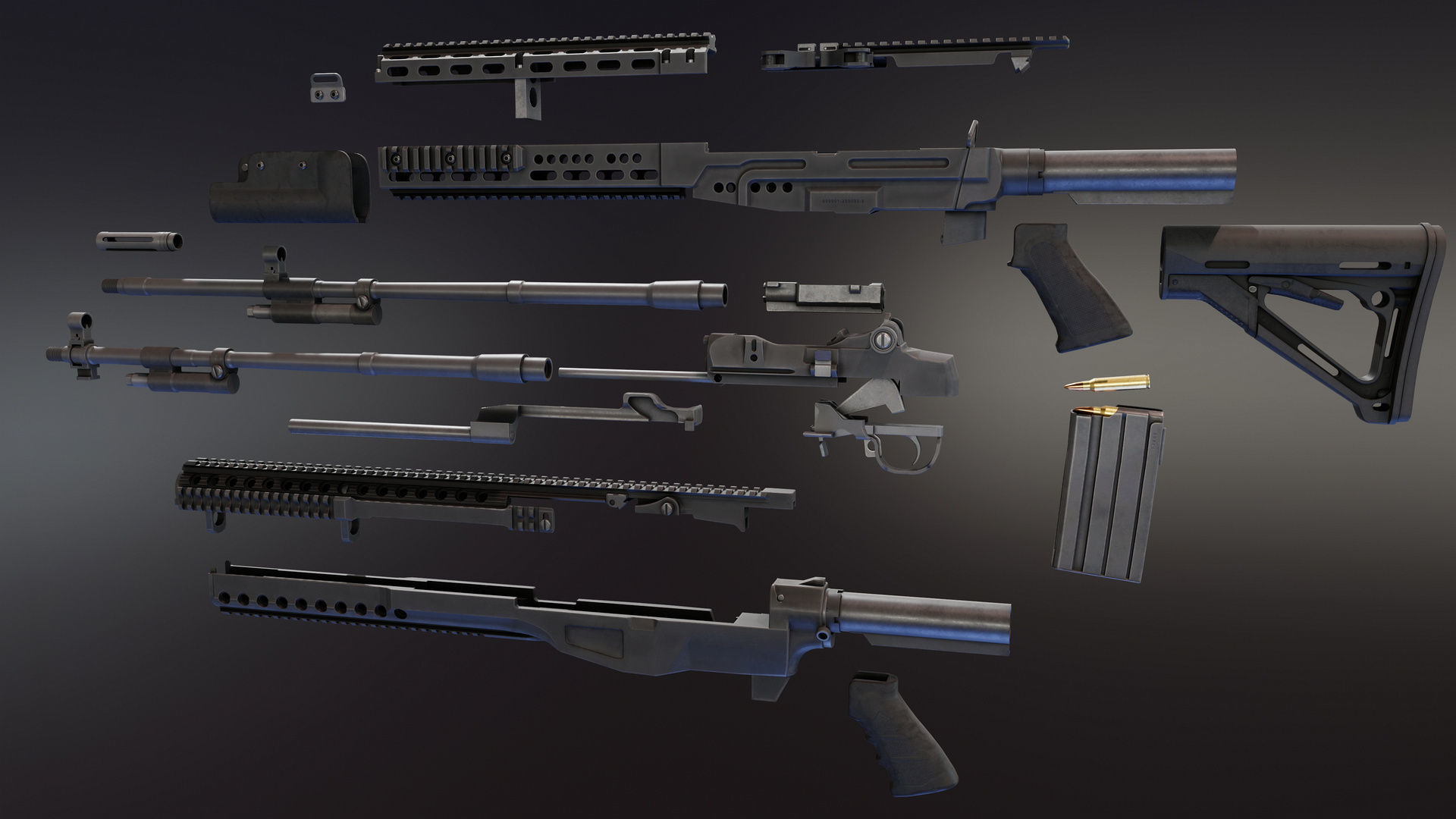 Mk 14 Custom Low-poly 3D model_19