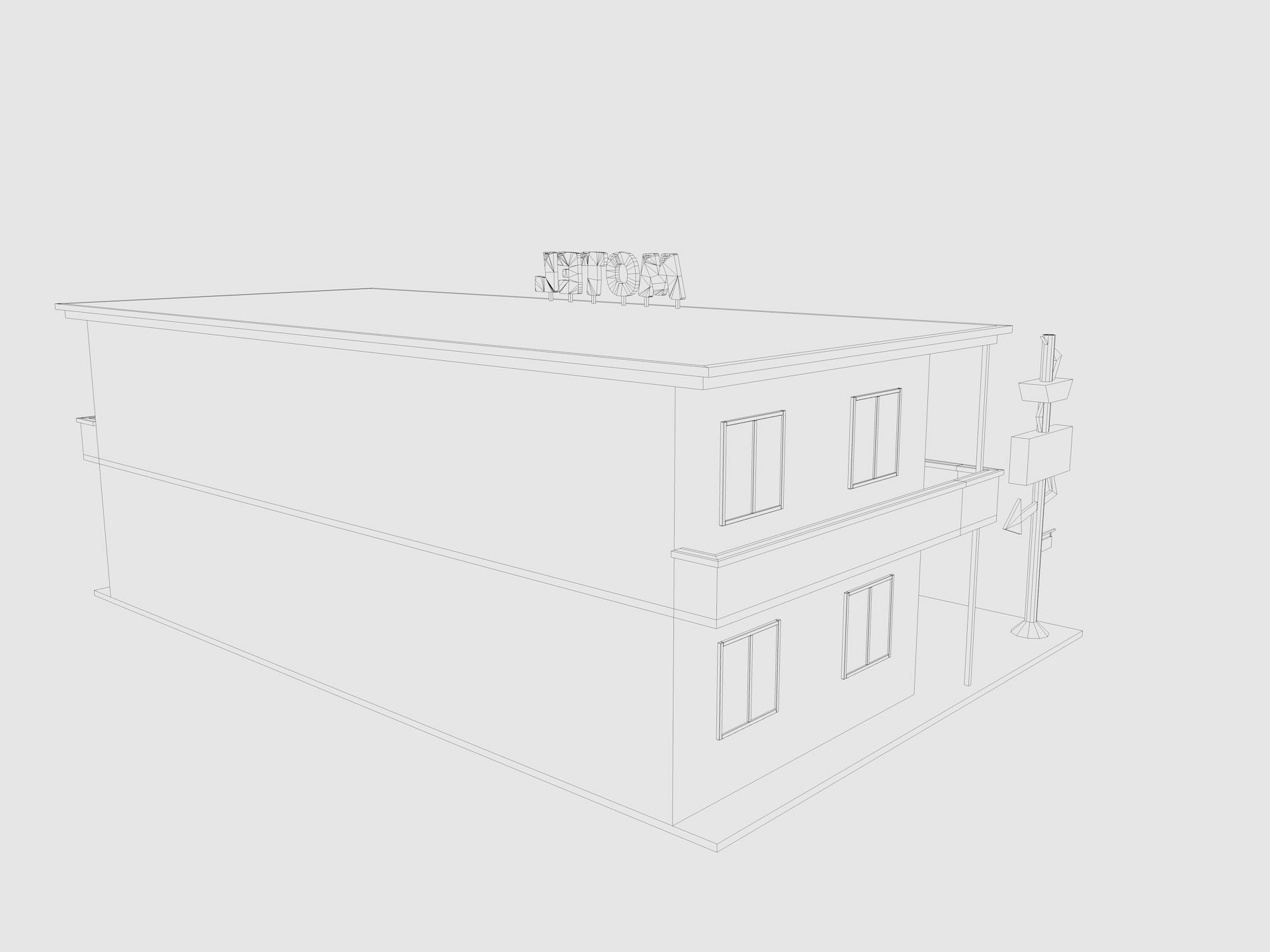 Cartoon Motel Low-poly 3D model_8