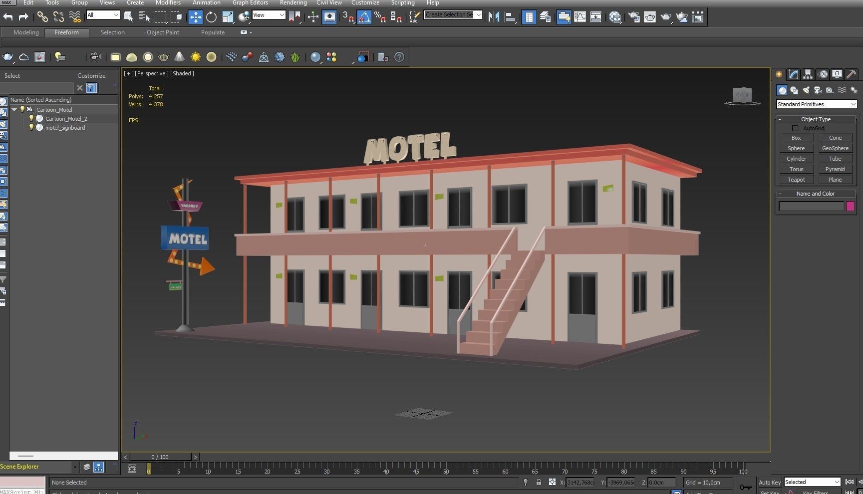 Cartoon Motel Low-poly 3D model_10