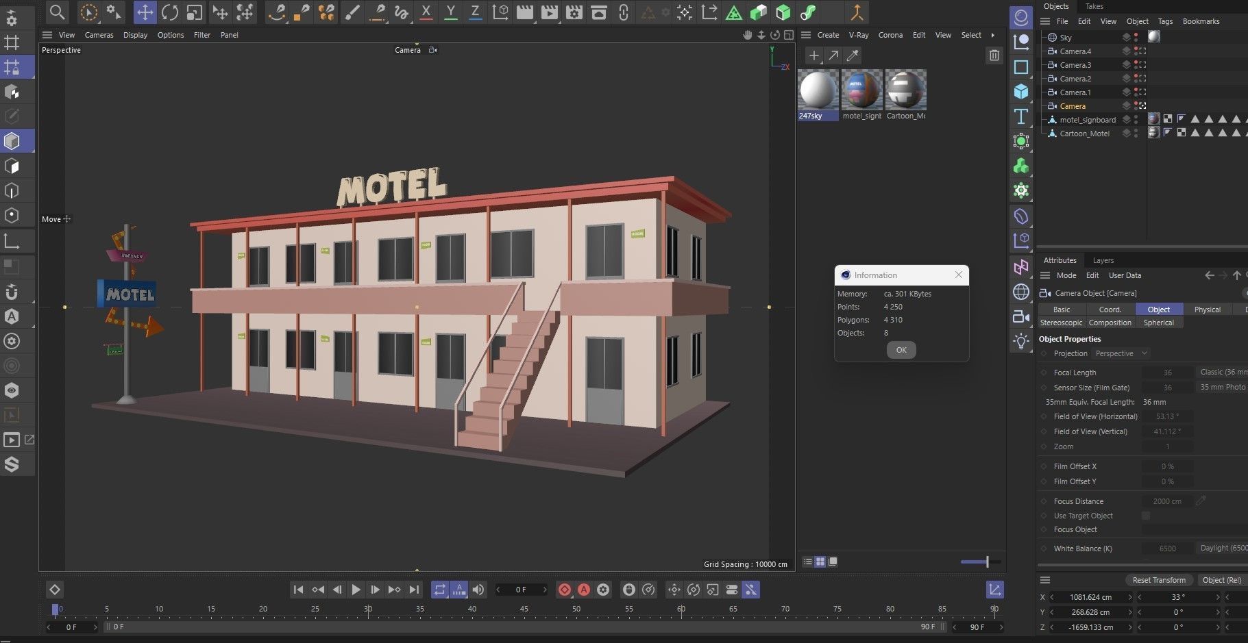 Cartoon Motel Low-poly 3D model_11