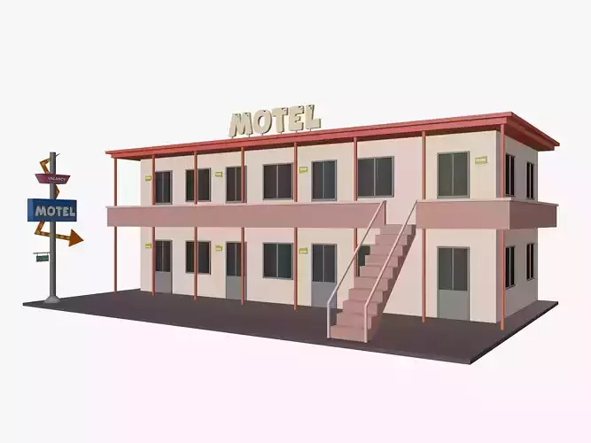 Cartoon Motel Low-poly 3D model