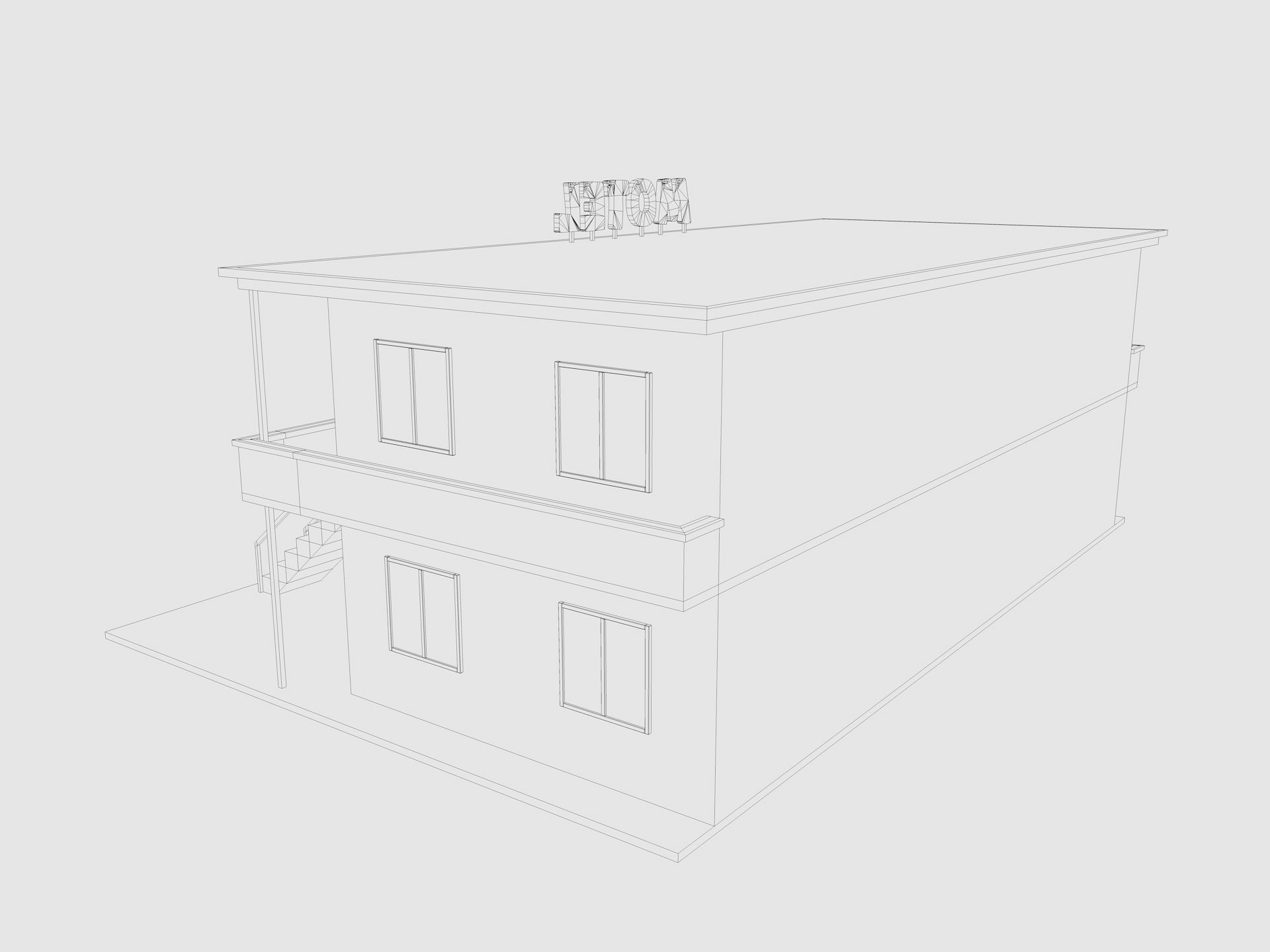 Cartoon Motel Low-poly 3D model_9