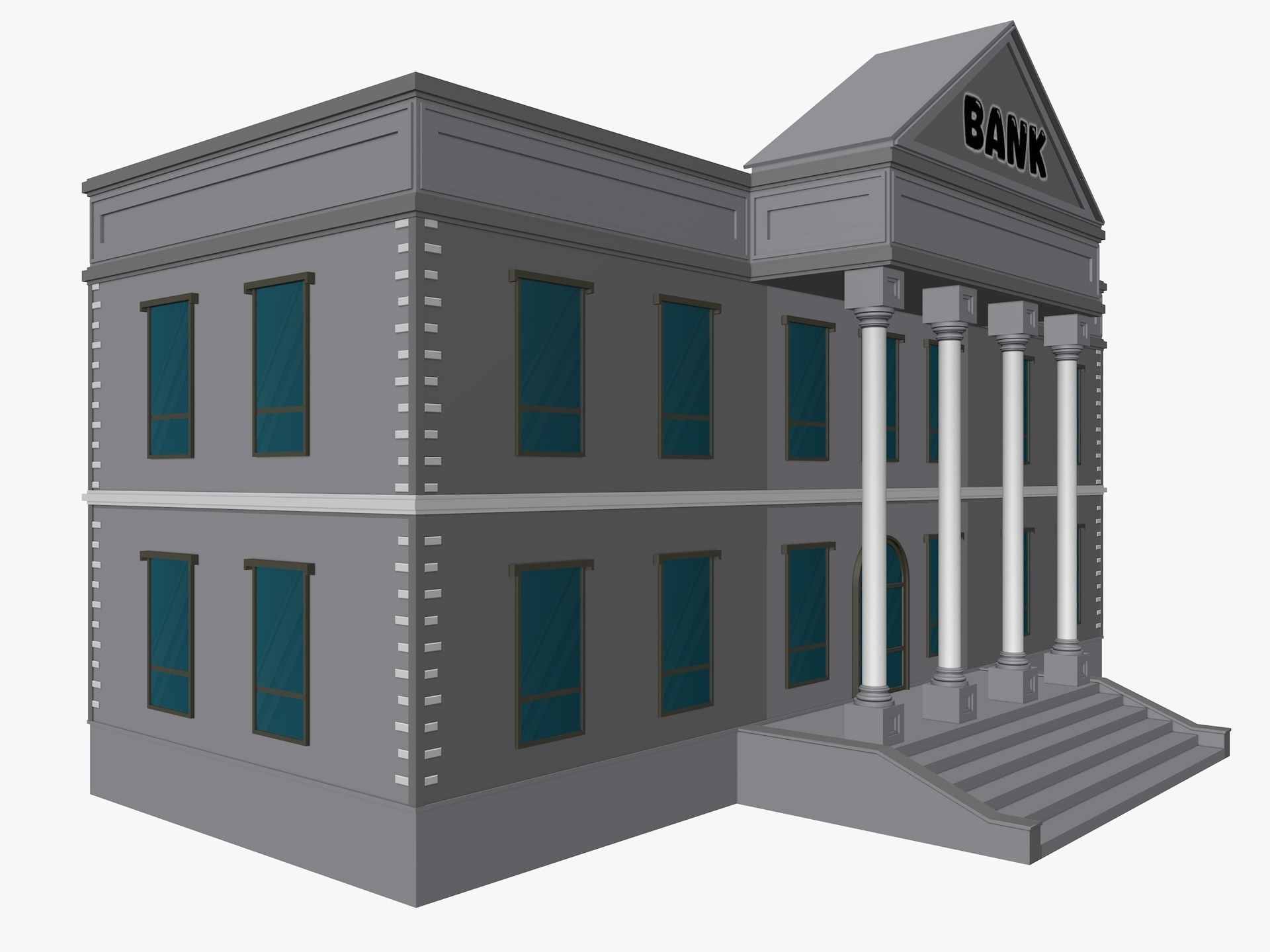Cartoon Bank 3D model_2