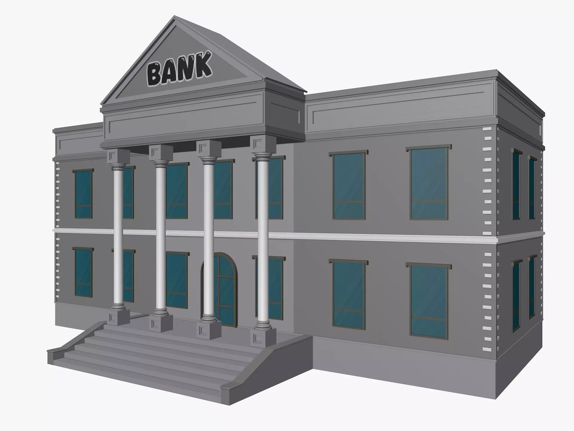 Cartoon Bank 3D model_0