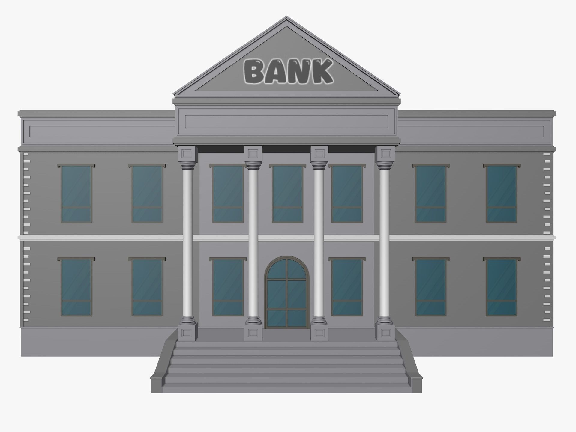 Cartoon Bank 3D model_1