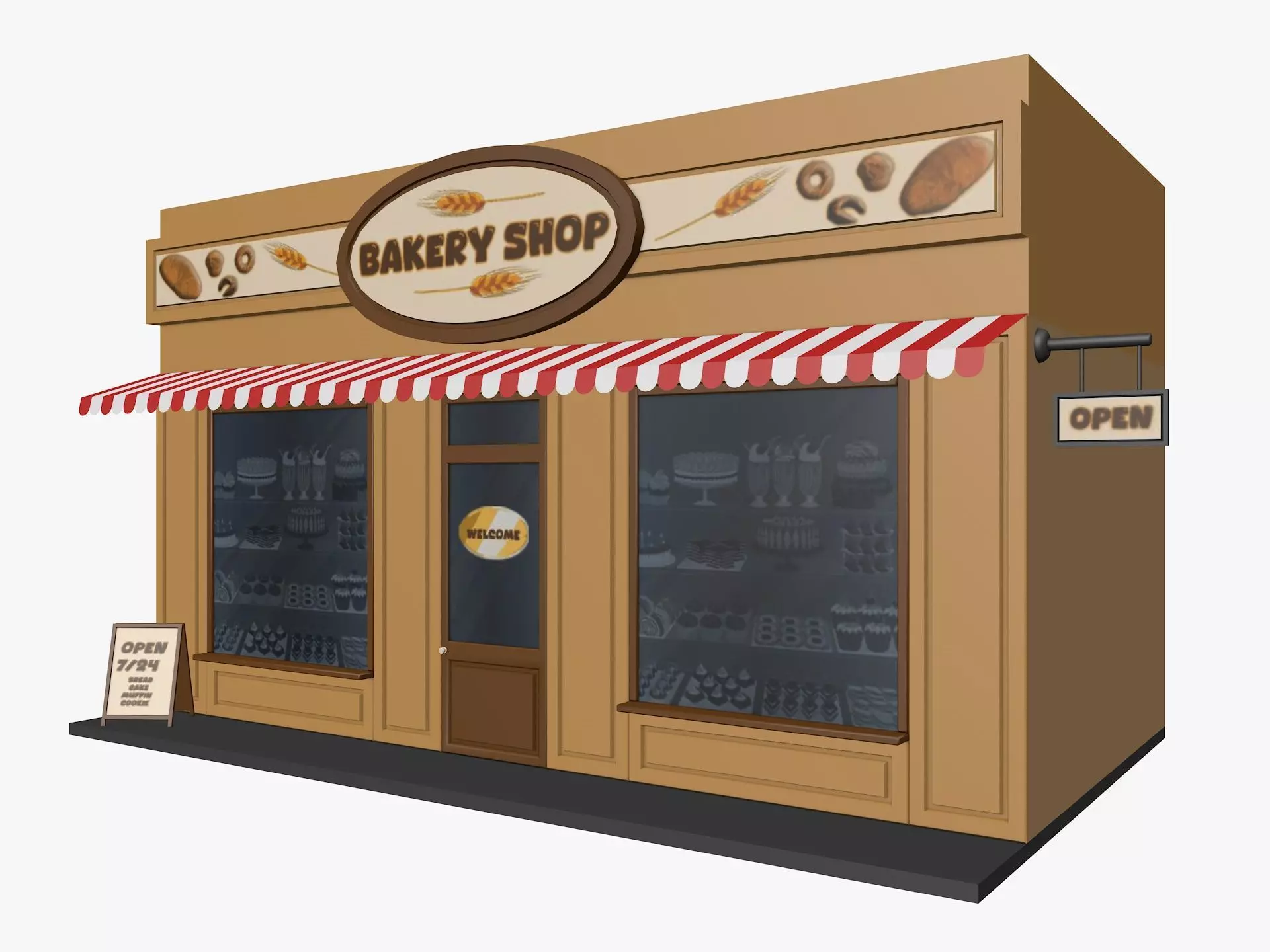 Cartoon Bakery Low-poly 3D model