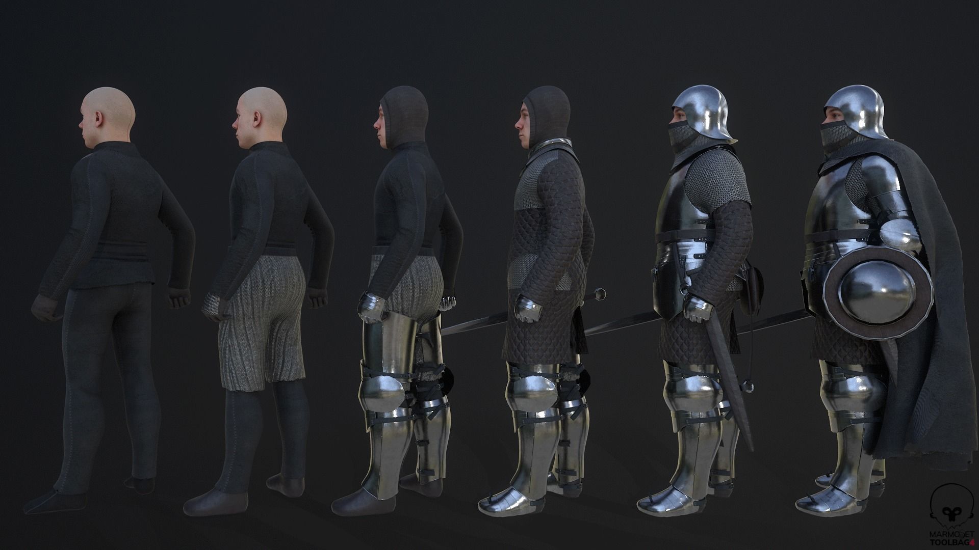 TAB Medieval Knight - 10 Low-poly 3D model_11