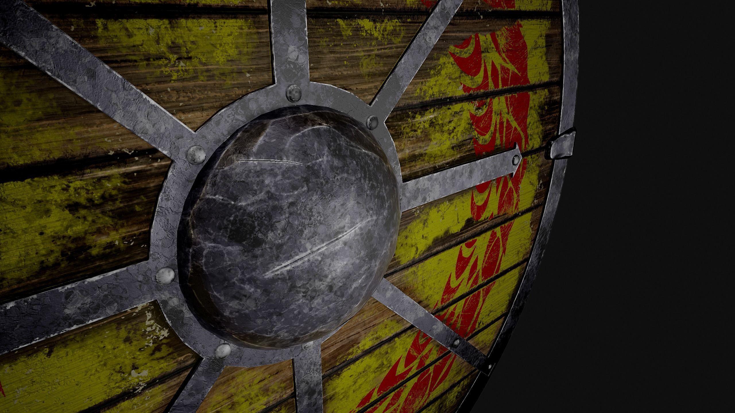 The Viking shield Low-poly 3D model_4