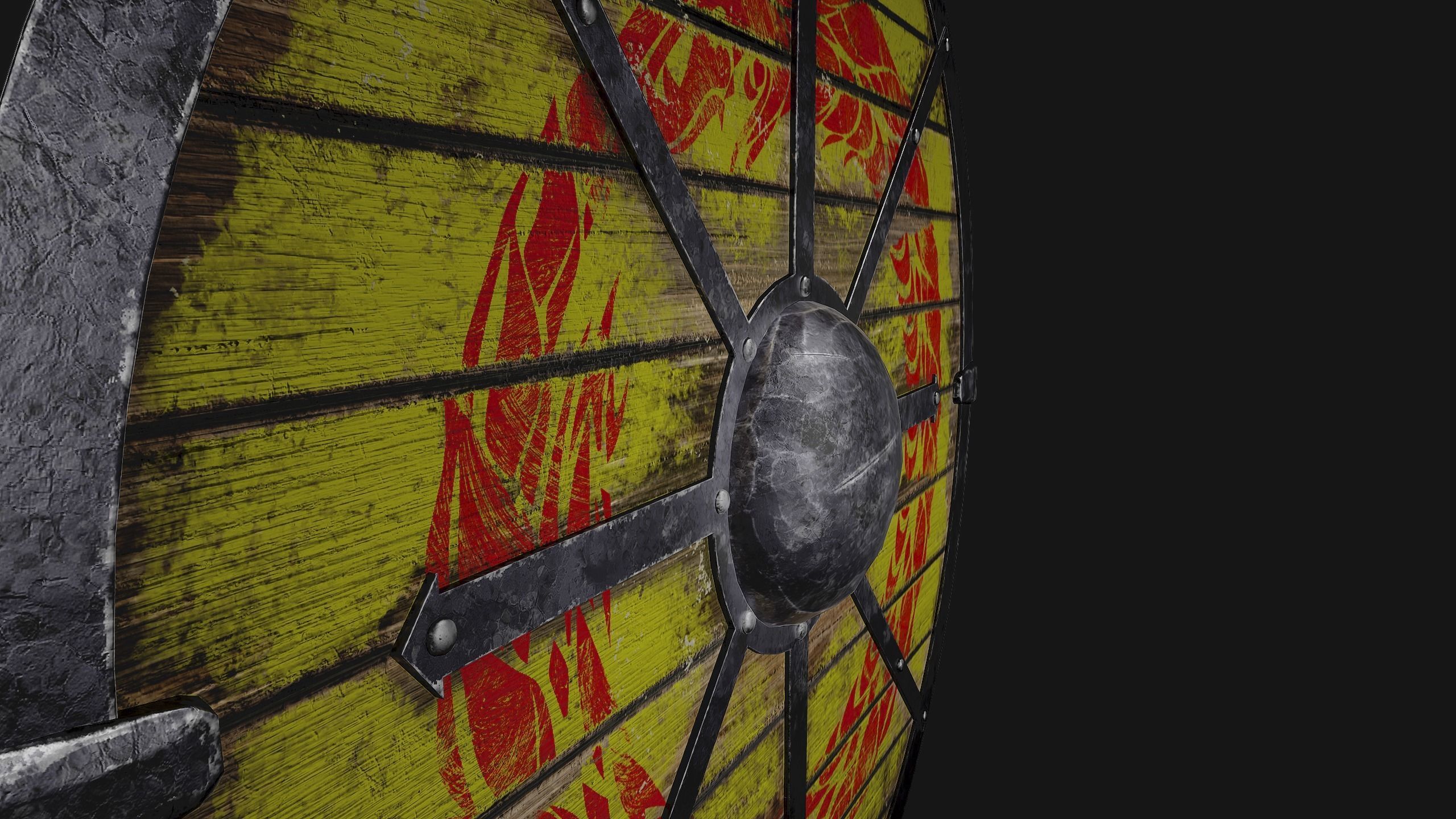 The Viking shield Low-poly 3D model_5