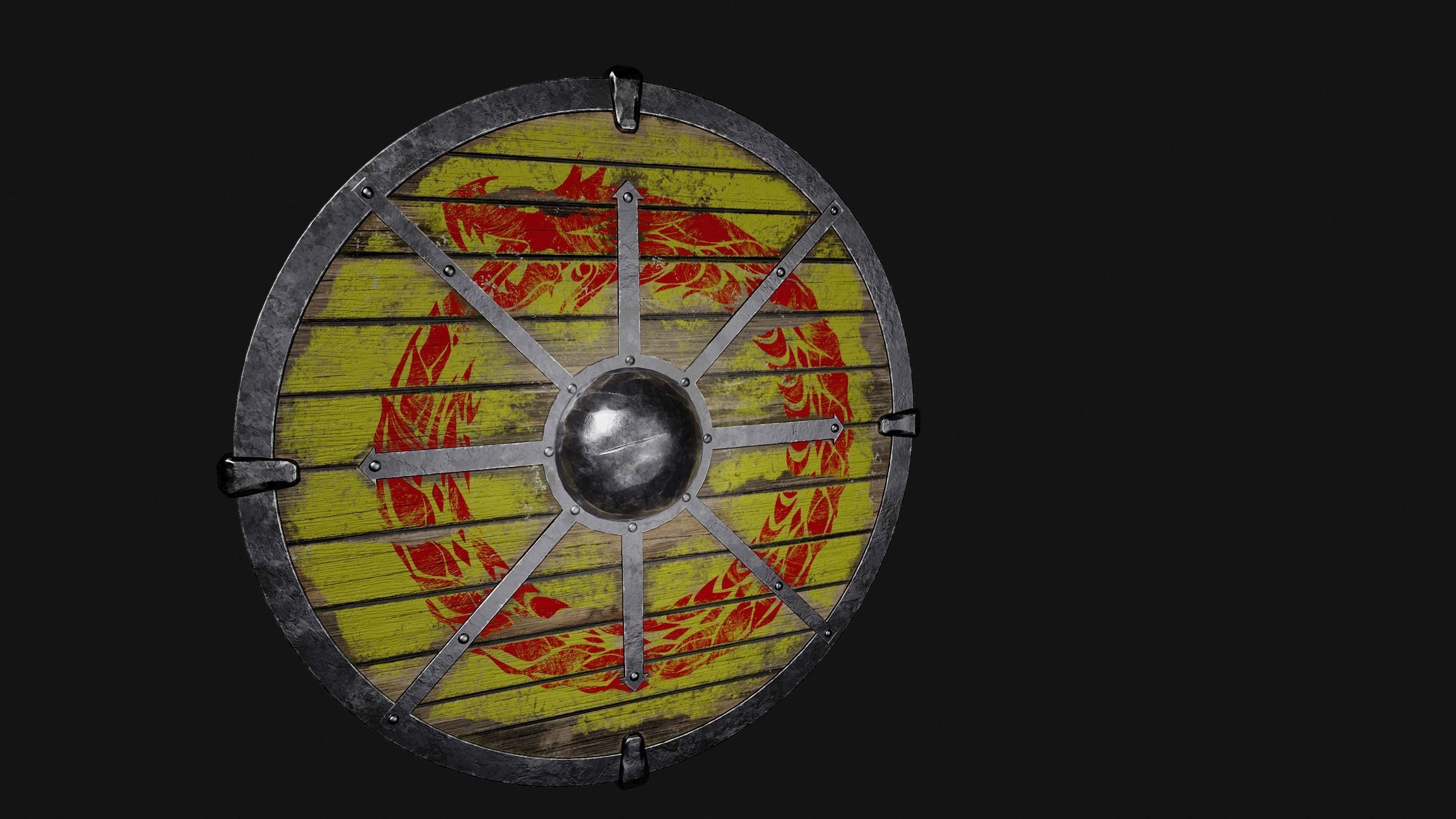 The Viking shield Low-poly 3D model_1