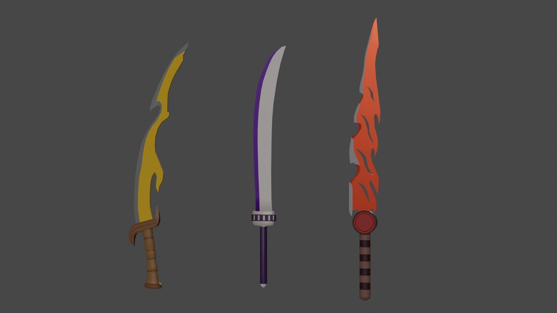 Fantasy Sword Pack Free low-poly 3D model_3