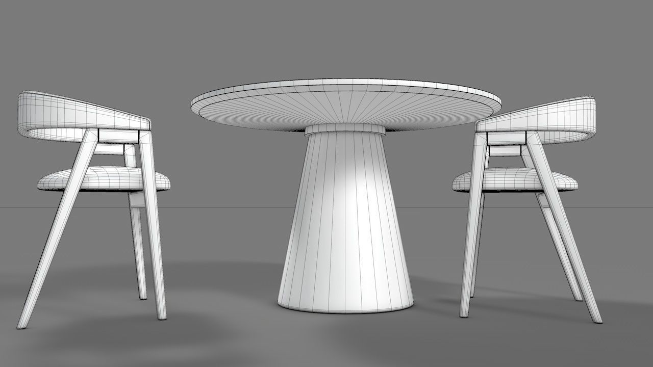 WOODEN TABLE CHAIR 3D MODEL Low-poly 3D model_26