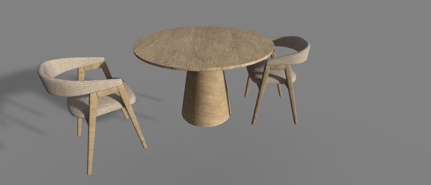 WOODEN TABLE CHAIR 3D MODEL Low-poly 3D model_2
