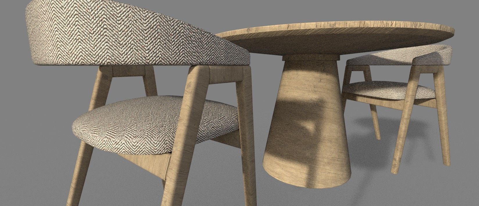 WOODEN TABLE CHAIR 3D MODEL Low-poly 3D model_19