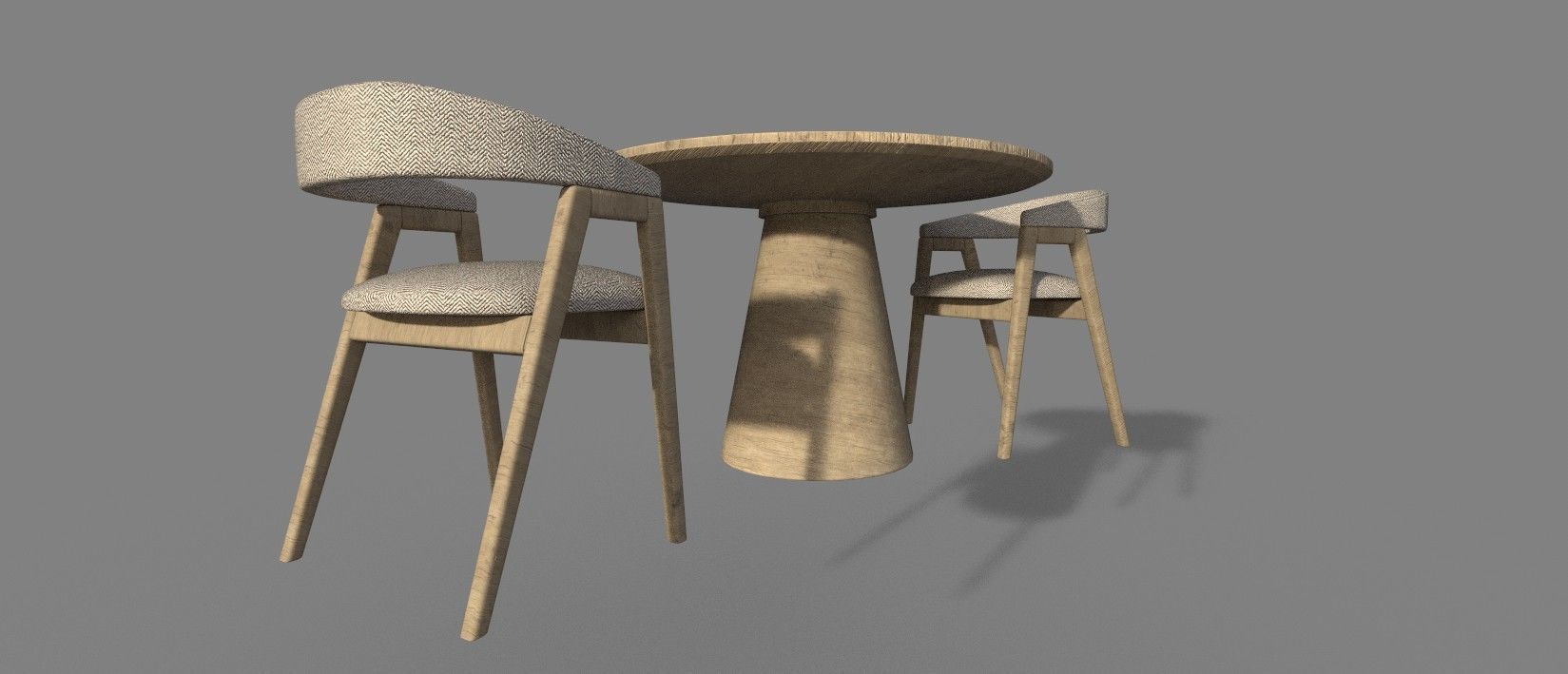 WOODEN TABLE CHAIR 3D MODEL Low-poly 3D model_17
