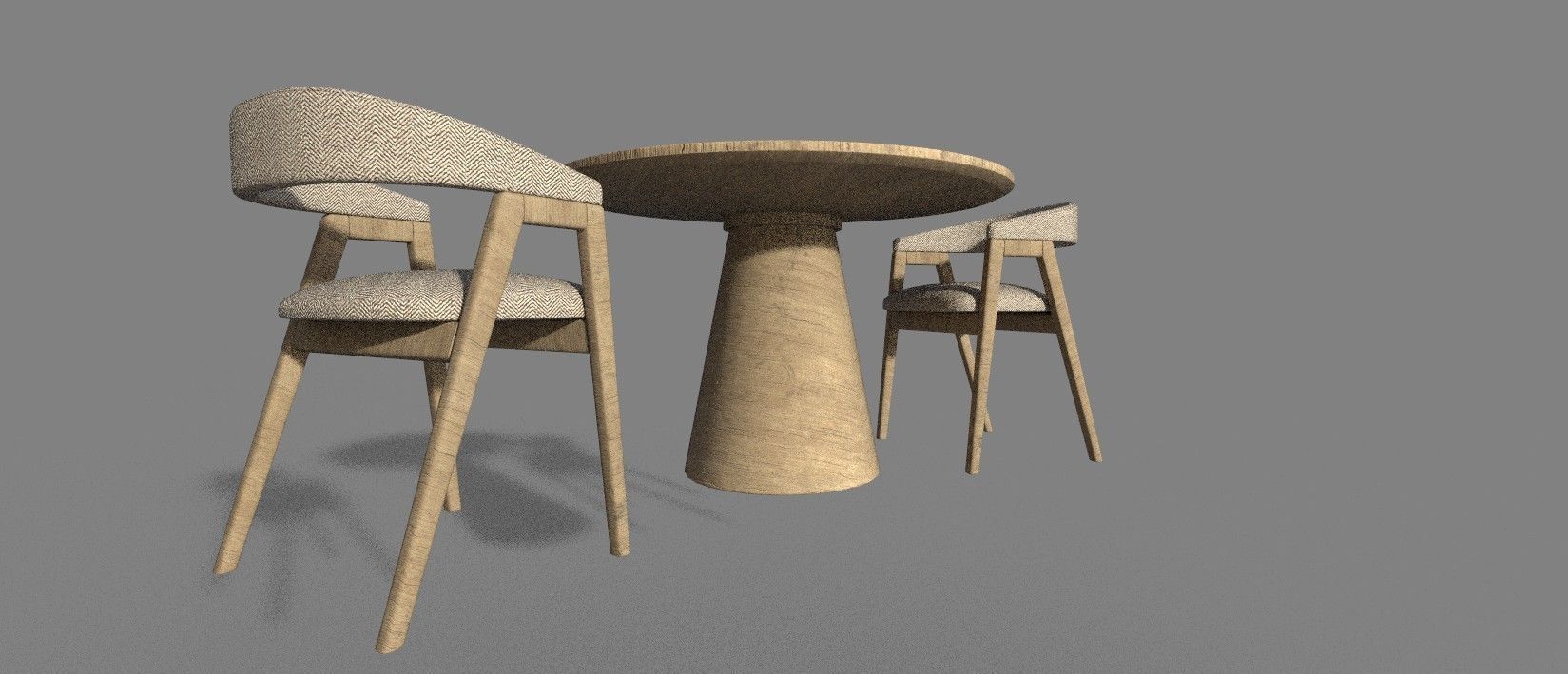 WOODEN TABLE CHAIR 3D MODEL Low-poly 3D model_10