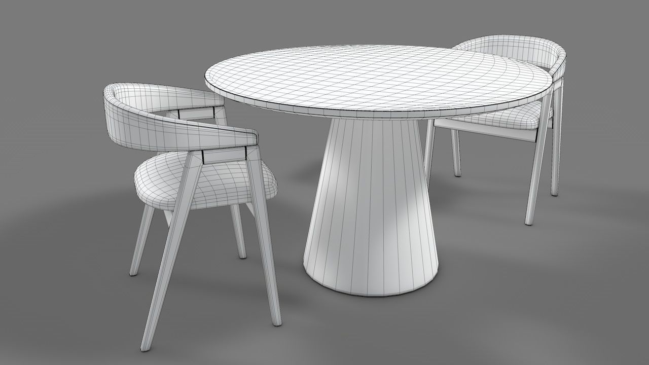 WOODEN TABLE CHAIR 3D MODEL Low-poly 3D model_31