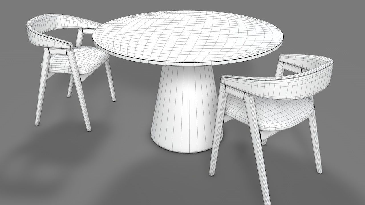 WOODEN TABLE CHAIR 3D MODEL Low-poly 3D model_33