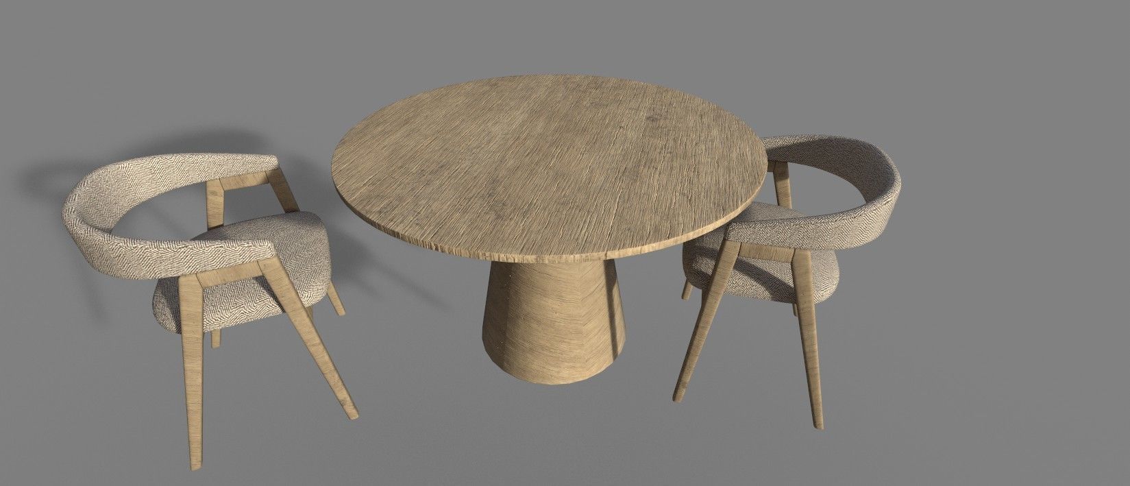 WOODEN TABLE CHAIR 3D MODEL Low-poly 3D model_13