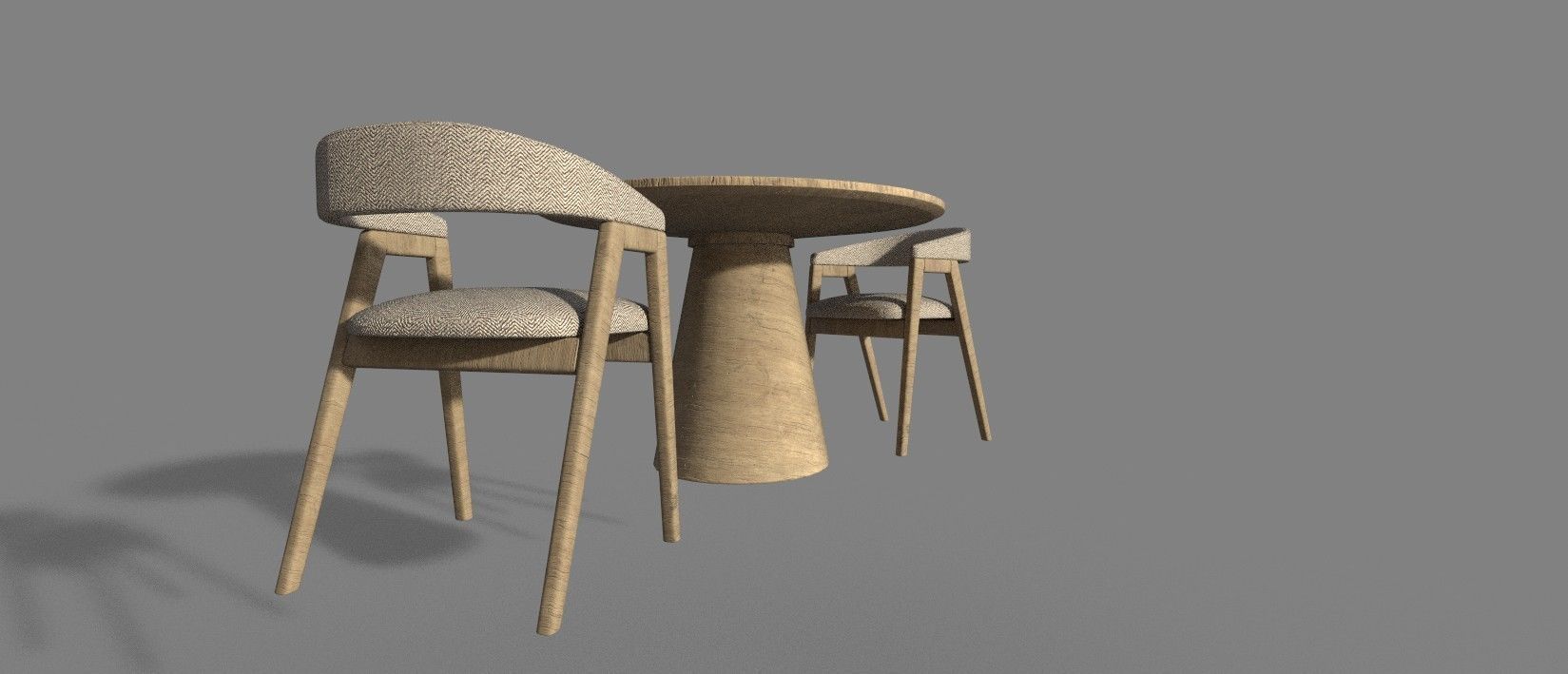 WOODEN TABLE CHAIR 3D MODEL Low-poly 3D model_11