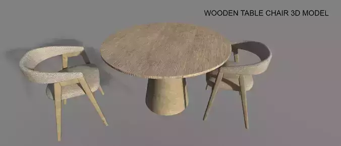 WOODEN TABLE CHAIR 3D MODEL
