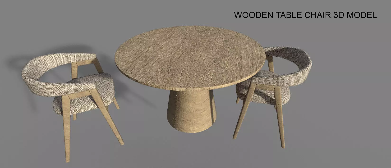 WOODEN TABLE CHAIR 3D MODEL Low-poly 3D model_0