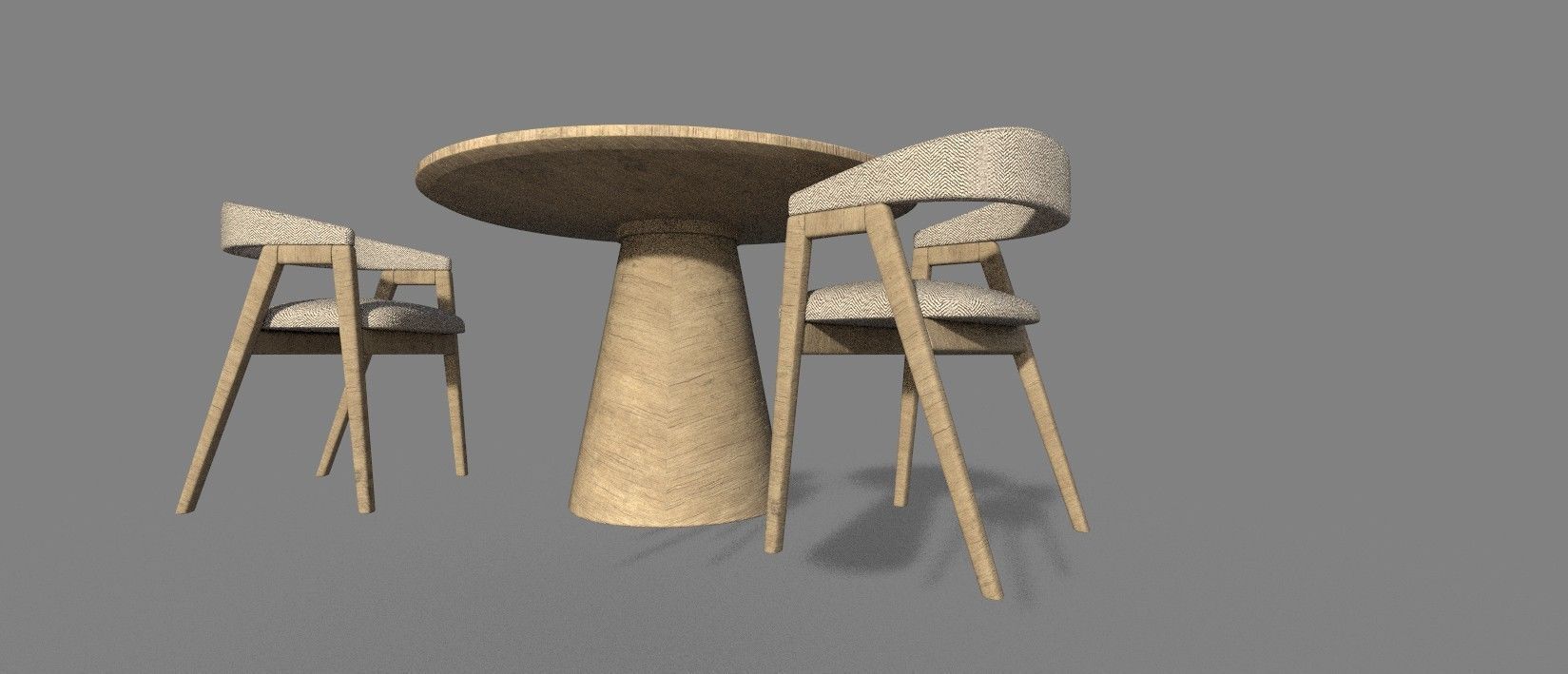 WOODEN TABLE CHAIR 3D MODEL Low-poly 3D model_8