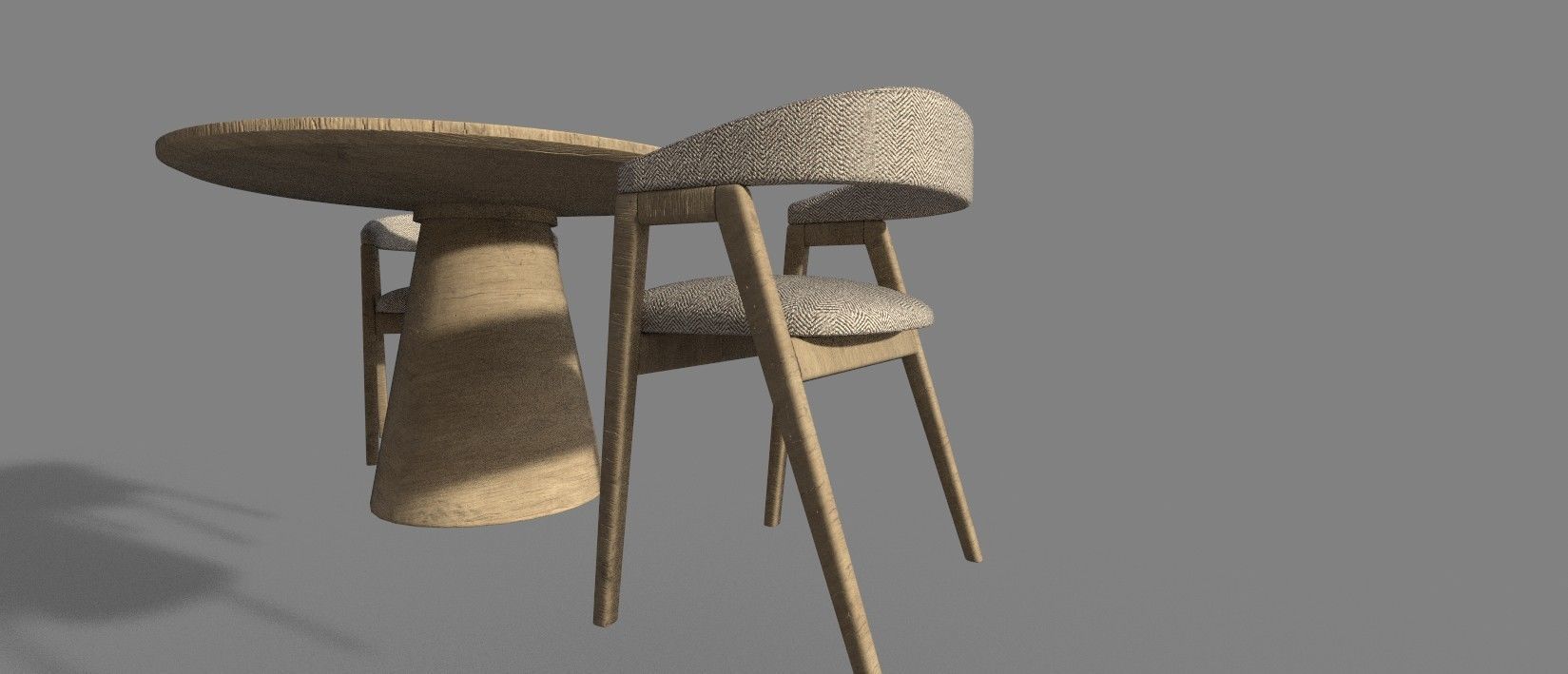 WOODEN TABLE CHAIR 3D MODEL Low-poly 3D model_20