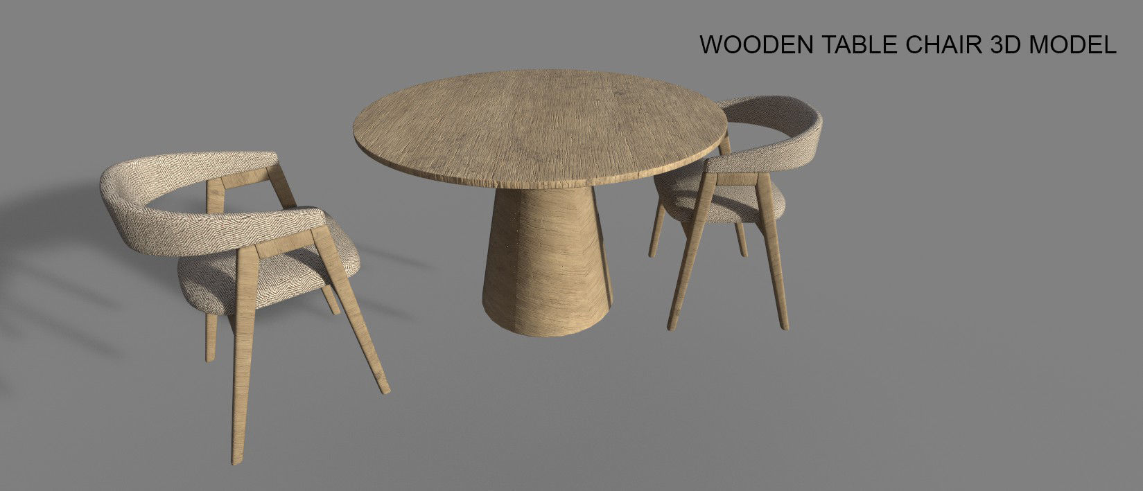 WOODEN TABLE CHAIR 3D MODEL Low-poly 3D model_1