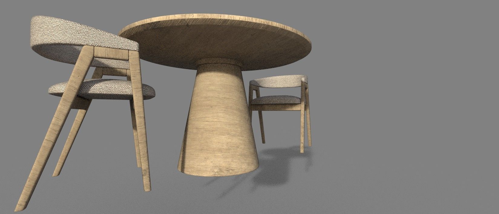 WOODEN TABLE CHAIR 3D MODEL Low-poly 3D model_4