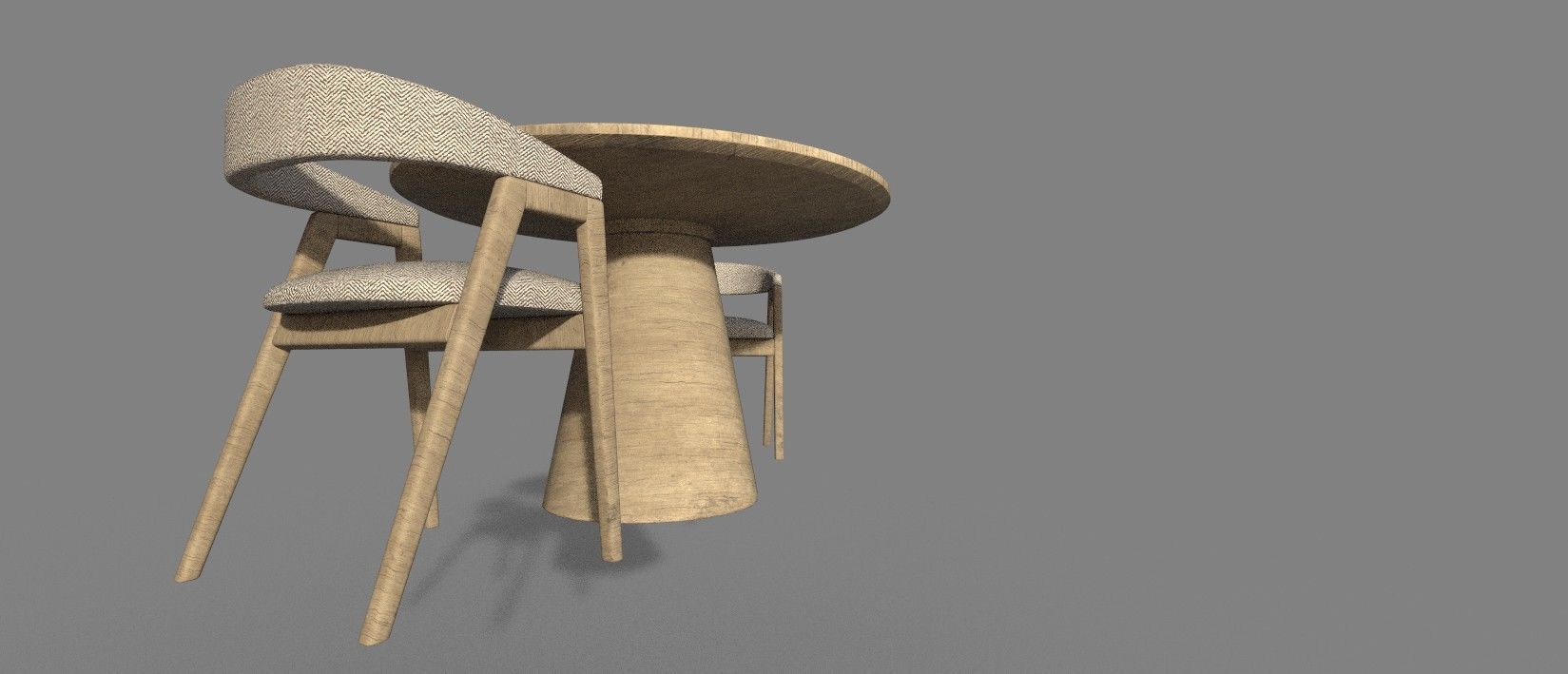 WOODEN TABLE CHAIR 3D MODEL Low-poly 3D model_5