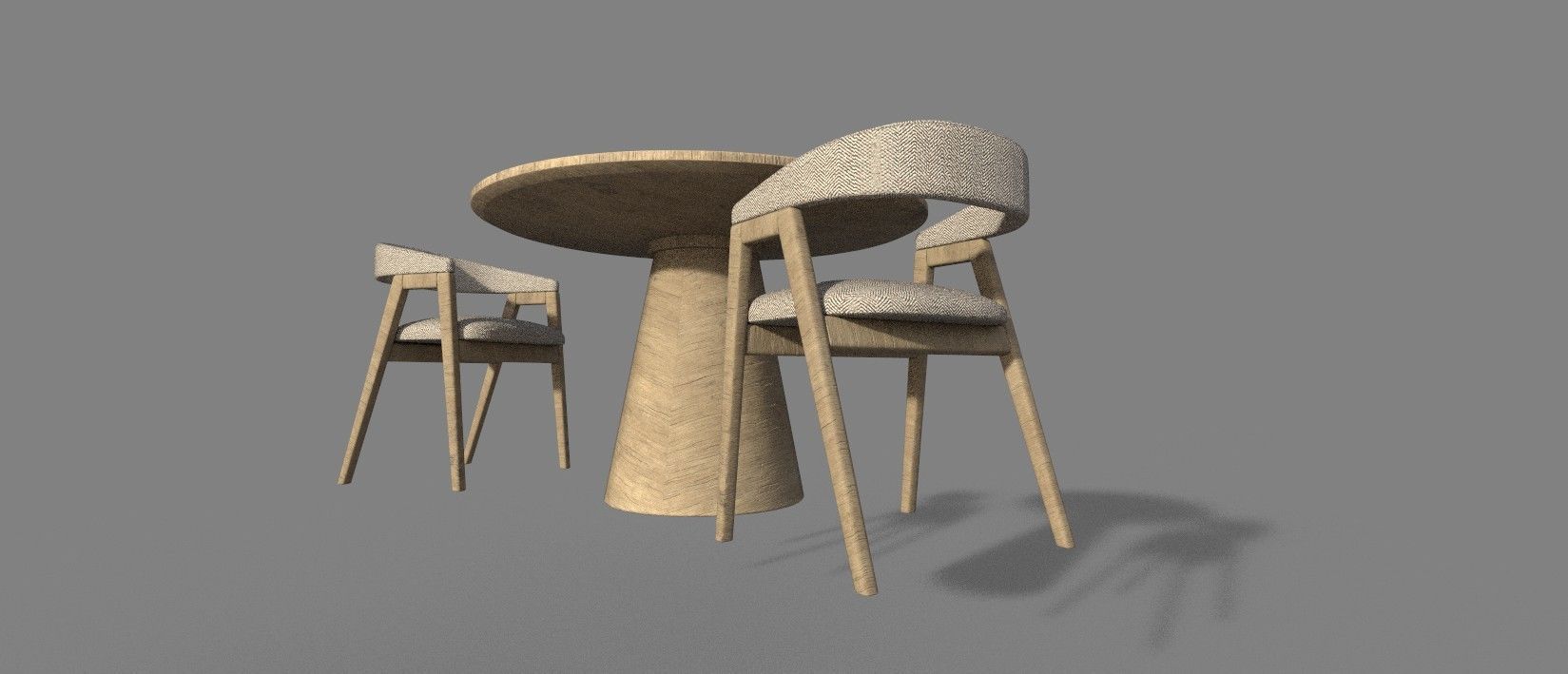WOODEN TABLE CHAIR 3D MODEL Low-poly 3D model_7