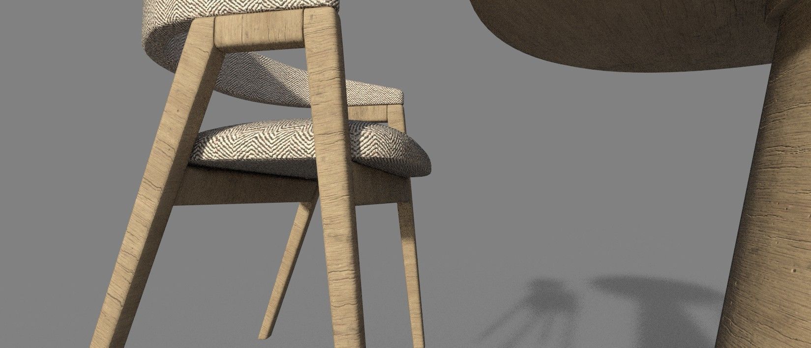 WOODEN TABLE CHAIR 3D MODEL Low-poly 3D model_12