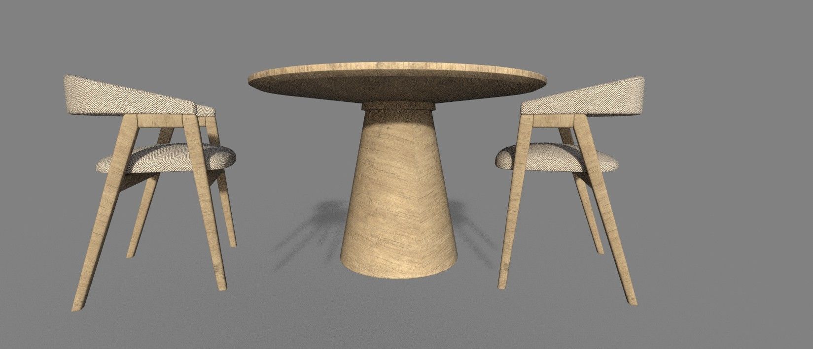 WOODEN TABLE CHAIR 3D MODEL Low-poly 3D model_9