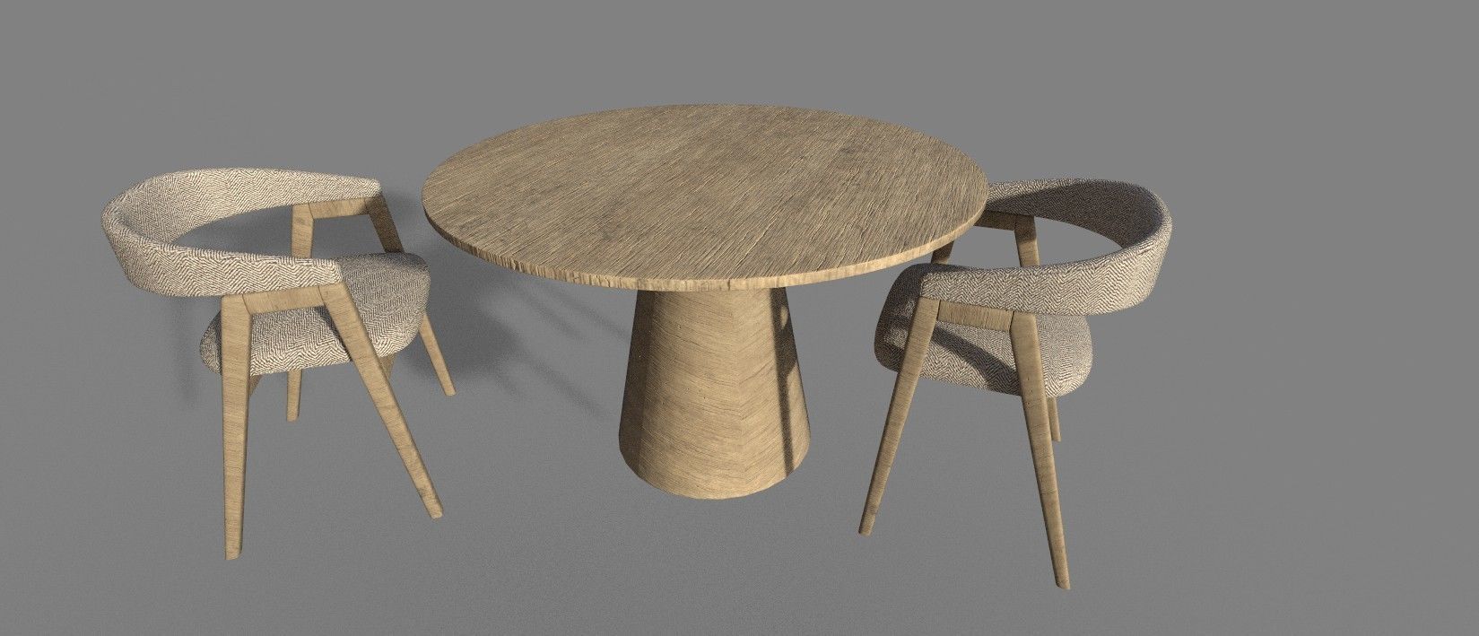 WOODEN TABLE CHAIR 3D MODEL Low-poly 3D model_16