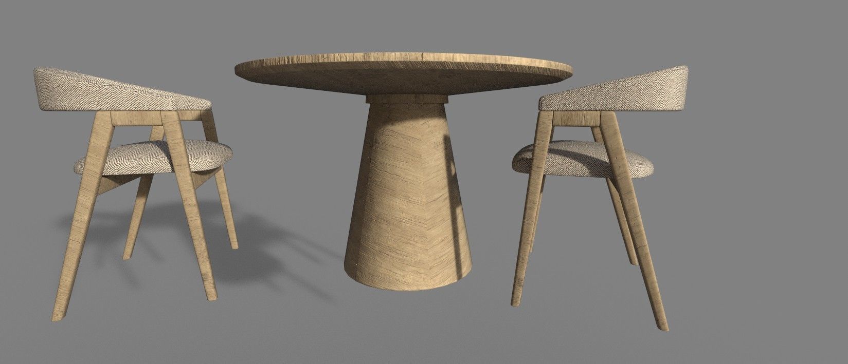 WOODEN TABLE CHAIR 3D MODEL Low-poly 3D model_14
