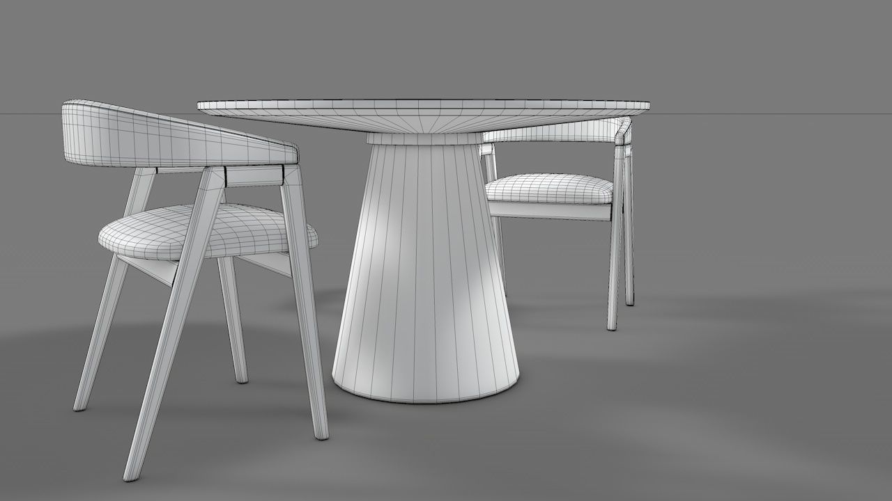 WOODEN TABLE CHAIR 3D MODEL Low-poly 3D model_24