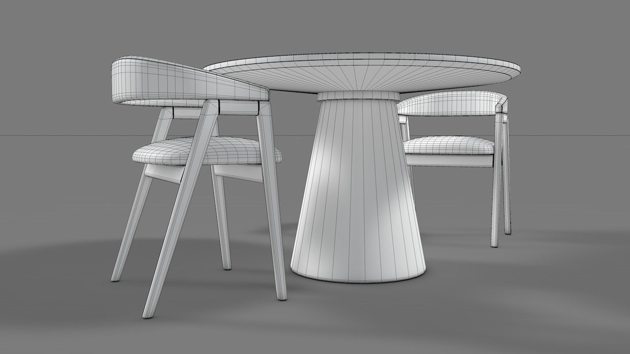 WOODEN TABLE CHAIR 3D MODEL Low-poly 3D model_30