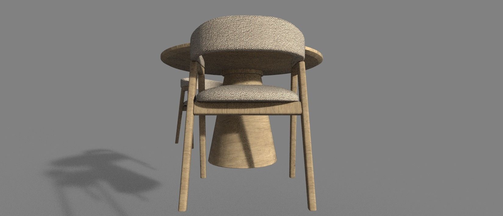 WOODEN TABLE CHAIR 3D MODEL Low-poly 3D model_6