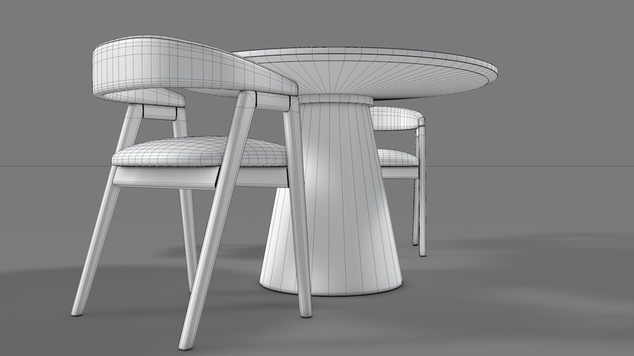 WOODEN TABLE CHAIR 3D MODEL Low-poly 3D model_32