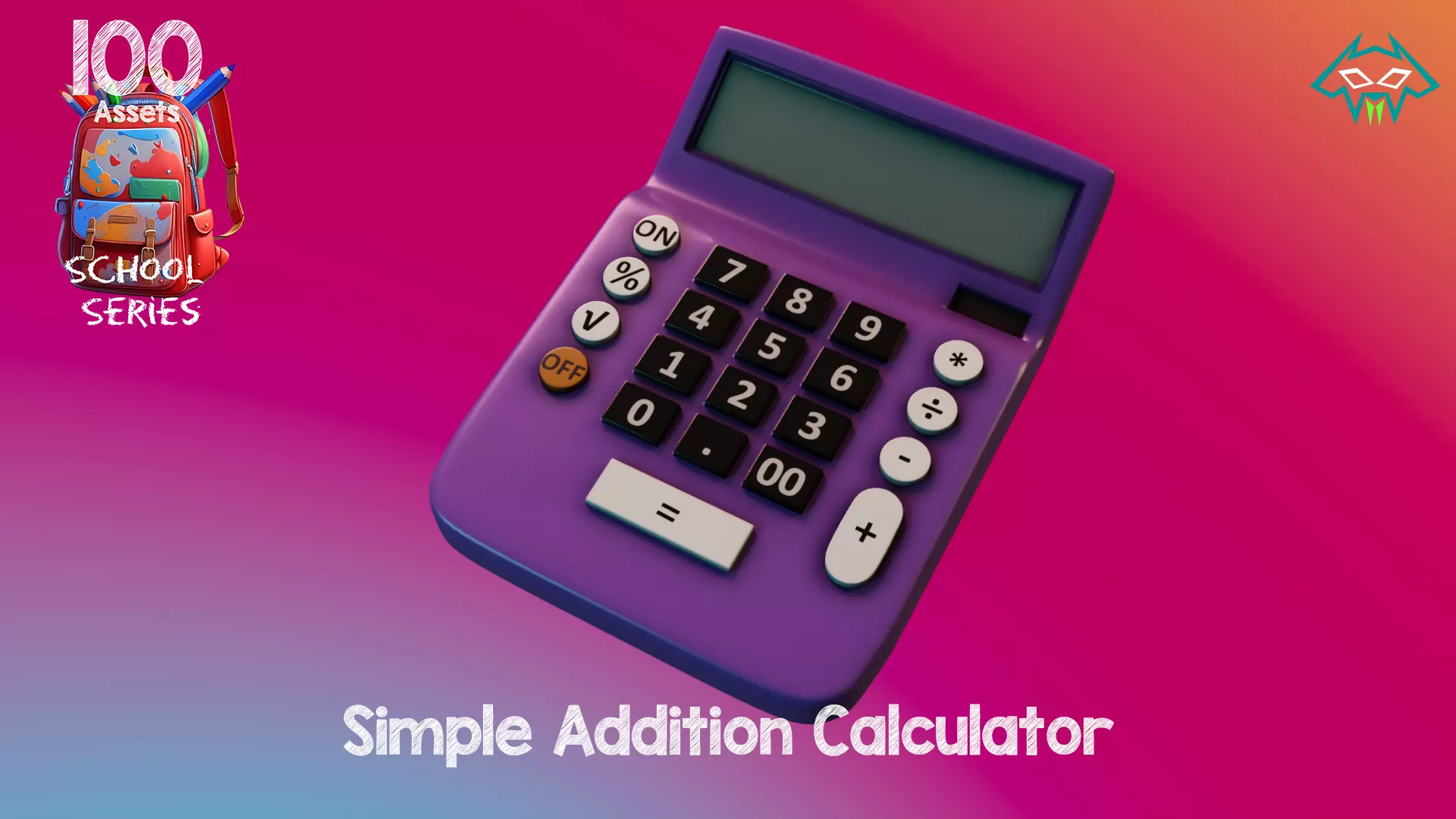 Simple Addition Calculator - 100 Assets - School Series Low-poly 3D model