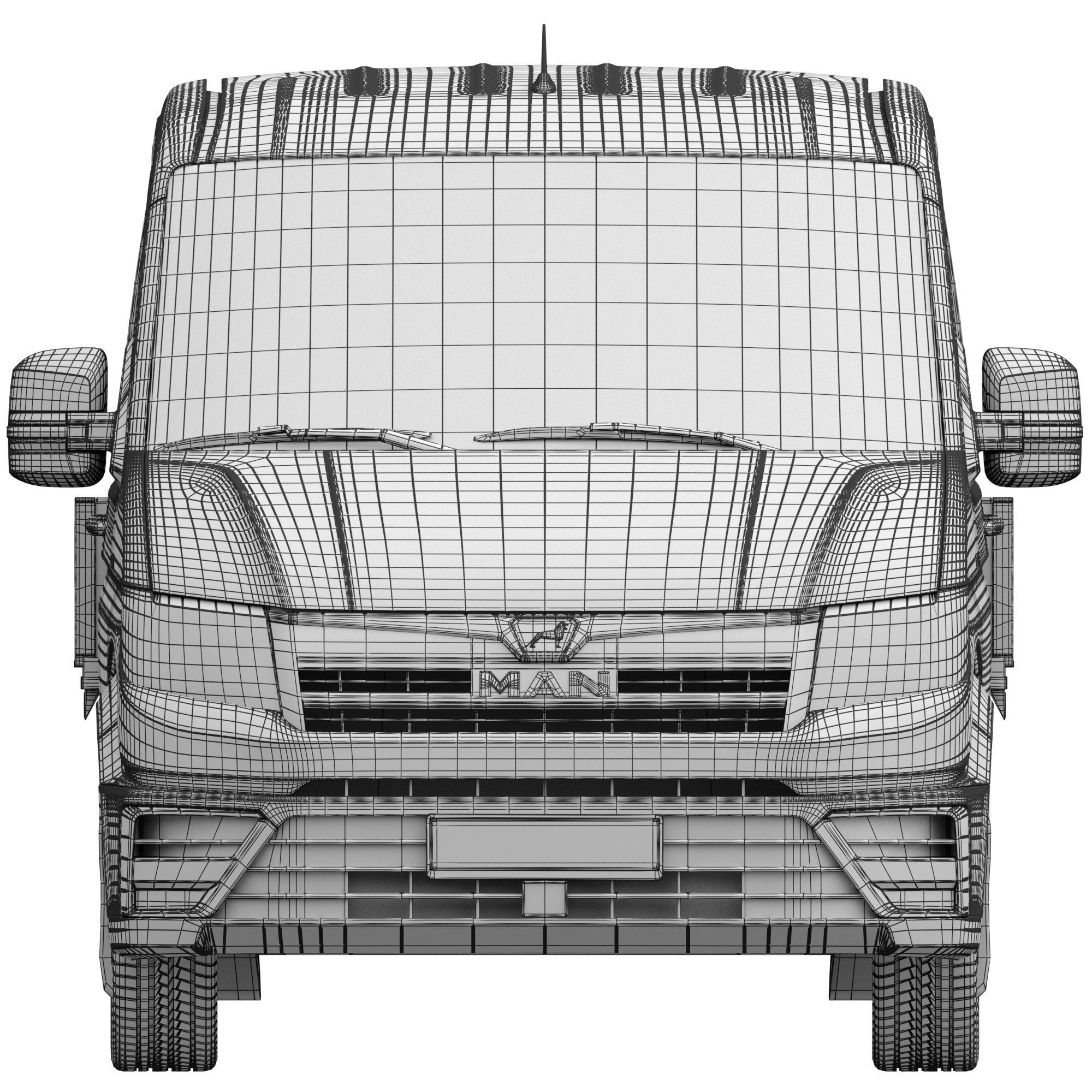 MAN TGE Flatbed Truck Duble 3D model_16