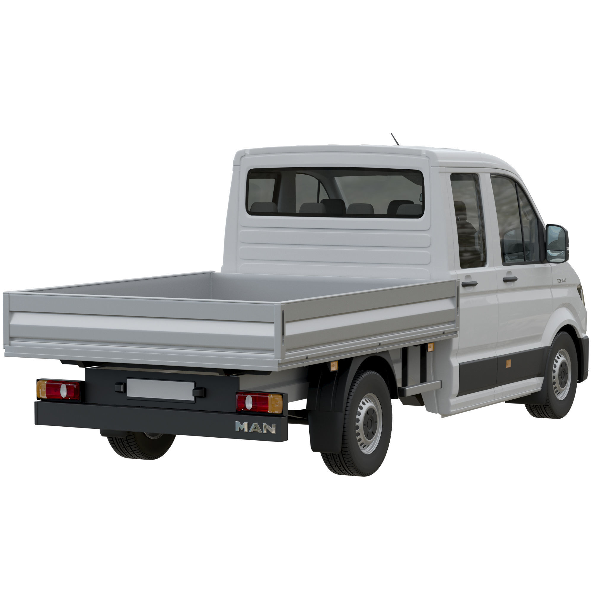 MAN TGE Flatbed Truck Duble 3D model_4